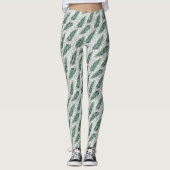 Botanisches grünes Blätter Wasserfarbe Leggings (Vorderseite)