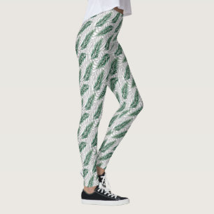 Botanisches grünes Blätter Wasserfarbe Leggings