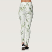 Botanisches grünes Blattmuster  Leggings (Rückseite)