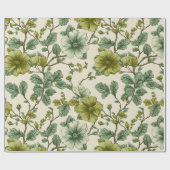 Botanisches grünes Blumen-Cream-Blumenmuster Geschenkpapier (Flach)