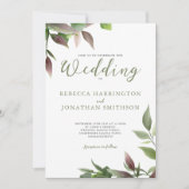 Botanisches grünes Burgund-Foto Einladung zur Hoch (Vorderseite)