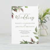 Botanisches grünes Burgund-Foto Einladung zur Hoch (Stehend Vorderseite)