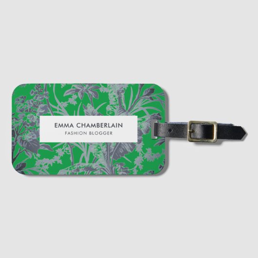 Botanisches grünes Chinoiserie Custom Luggage Tag Gepäckanhänger (Vorderseite (Horizontal))