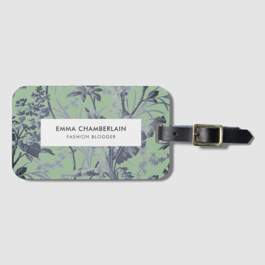 Botanisches grünes Chinoiserie Custom Luggage Tag Gepäckanhänger (Vorderseite (Horizontal))