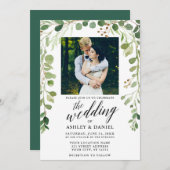 Botanisches grünes Foto Einladung (Vorne/Hinten)