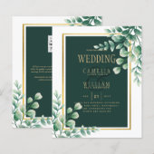 Botanisches Grünes Gold Einladung Emerald (Vorne/Hinten)