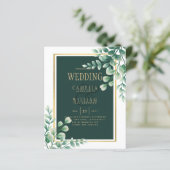 Botanisches Grünes Gold Einladung Emerald (Stehend Vorderseite)
