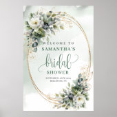 Botanisches grünes Gold Hochzeitsdusche Willkommen Poster (Vorne)