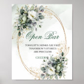 Botanisches grünes Gold Open Bar Tischschild Poster (Vorne)