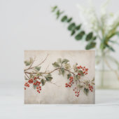 Botanisches Grünes Heiliges und Rotes Berries Postkarte (Stehend Vorderseite)