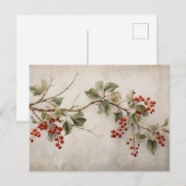 Botanisches Grünes Heiliges und Rotes Berries Postkarte (Vorne/Hinten)