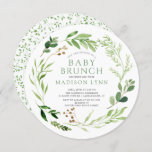 Botanisches grünes Leaf Baby Brunch Einladung<br><div class="desc">Schönes handgemaltes,  grünes Blatt-Design mit einem schönen Aquarellrahmen-Set auf weißem Hintergrund. Dreh unsere Einladung zu einem koordinierenden Blatt zurück für eine besondere Touch. Besuchen Sie unseren Shop,  um unsere gesamte Babydusche-Kollektion mit grünen Blättern zu sehen.</div>