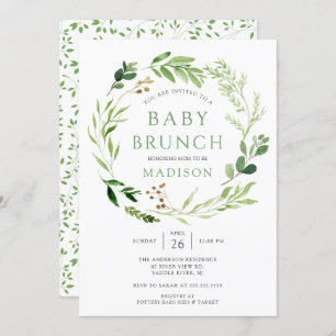 Botanisches grünes Leaf Baby Brunch Einladung