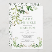 Botanisches grünes Leaf Baby Sprinkle Einladung (Vorne/Hinten)