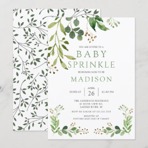 Botanisches grünes Leaf Baby Sprinkle Einladung