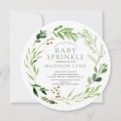 Botanisches grünes Leaf Baby Sprinkle Einladung (Vorderseite)