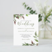 Botanisches grünes Leaf-Budget Einladung zur Hochz (Stehend Vorderseite)