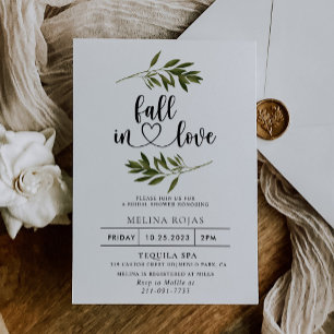 Botanisches Grünes Leaf Fall von Liebe Brautparty Einladung