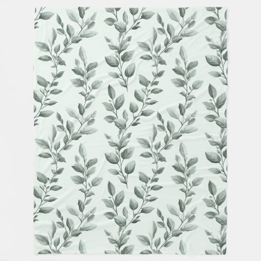 Botanisches grünes Leaf-Muster gemütlich Fleecedecke (Vorderseite)