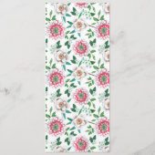 Botanisches grünes Rosa Blumenmenü Menükarte (Rückseite)