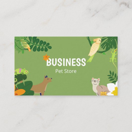 Botanisches grünes tropisches Blätter Pet Store Visitenkarte (Vorderseite)
