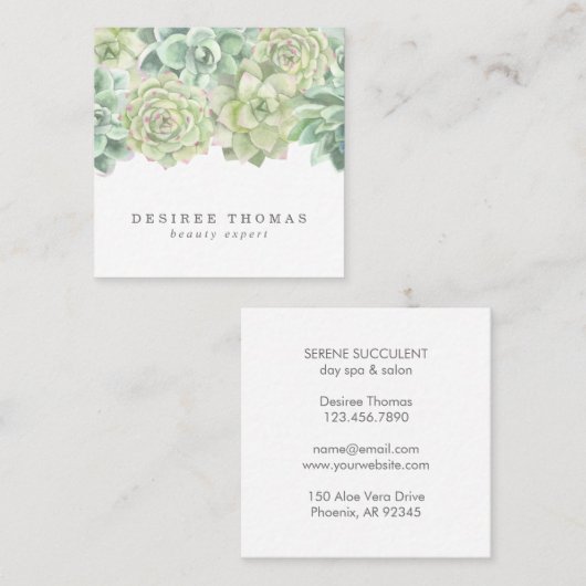 Botanisches grünes Wasser Quadratische Visitenkarte (Vorne/Hinten)