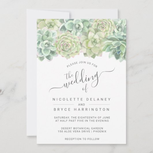 Botanisches grünes Wasserfarbenwasser Einladung (Vorderseite)