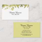 Botanisches Grünfoliendesign Wasserfarben Visitenkarte (Vorne/Hinten)