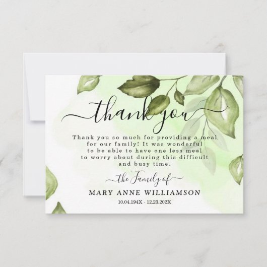 Botanisches Grünfutter Dankeschön Karte (Vorderseite)