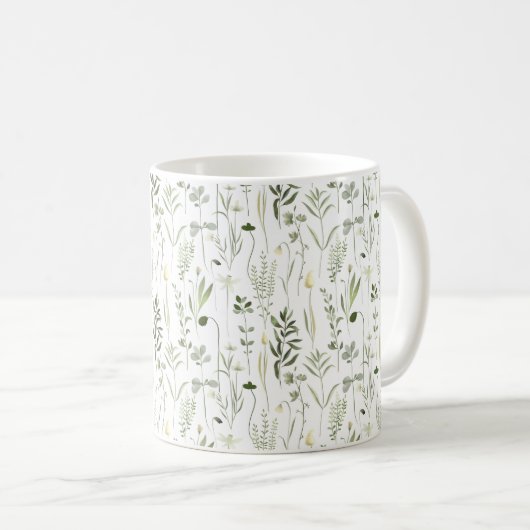 Botanisches Grünmuster Kaffeetasse (VorderseiteRechts)