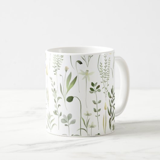 Botanisches Grünmuster Kaffeetasse (VorderseiteRechts)
