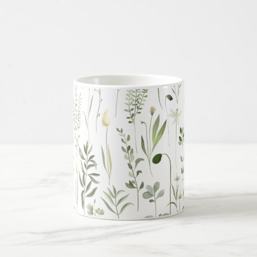 Botanisches Grünmuster Kaffeetasse (Mittel)