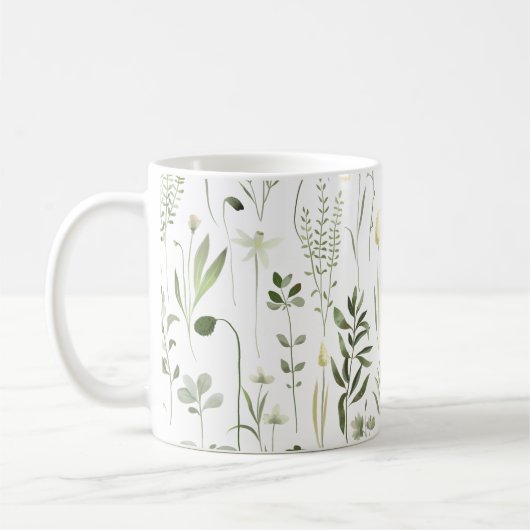 Botanisches Grünmuster Kaffeetasse (Links)