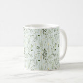 Botanisches Grünmuster Kaffeetasse (VorderseiteRechts)