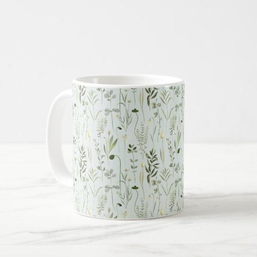 Botanisches Grünmuster Kaffeetasse (Vorderseite Links)