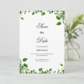 Botanisches Grünpflanzen Save the Date Einladung (Stehend Vorderseite)