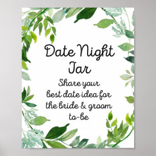 Botanisches Grünzeichen - Date Night Glas Poster