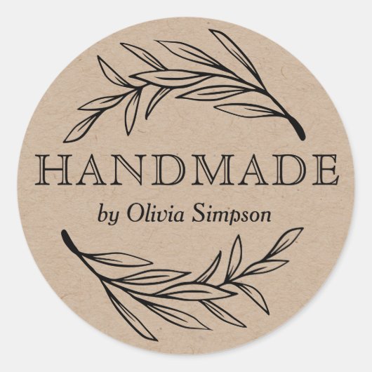 Botanisches Handmade Small Business Personalisiert Runder Aufkleber (Vorderseite)