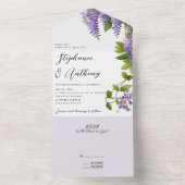 Botanisches Hängen Lila Wisteria Wedding All In One Einladung (Innen Boden)