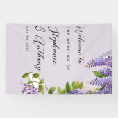 Botanisches Hängen Lila Wisteria Wedding Banner (Horizontal)