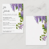 Botanisches Hängen Lila Wisteria Wedding Begleitkarte (Vorne/Hinten)
