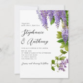 Botanisches Hängen Lila Wisteria Wedding Einladung (Vorderseite)