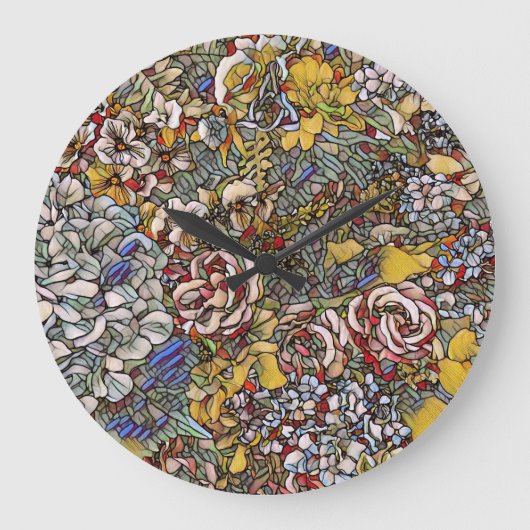 Botanisches Hartglas Große Wanduhr (Vorderseite)