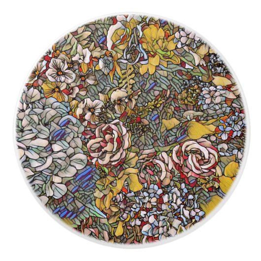 Botanisches Hartglas Keramikknauf (Vorderseite)