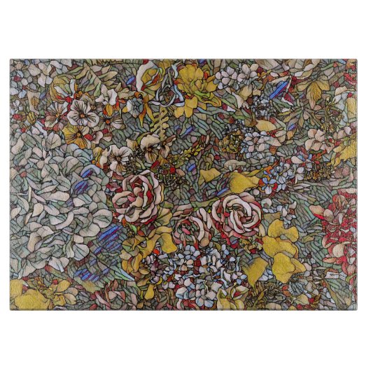 Botanisches Hartglas Schneidebrett (Vorderseite)