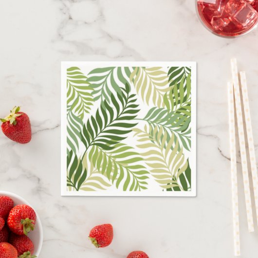 Botanisches Heckmuster auf weißem Blätter Serviette (Beispiel)