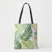 Botanisches Heckmuster auf weißem Blätter Tasche (Vorderseite)