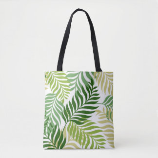 Botanisches Heckmuster auf weißem Blätter Tasche