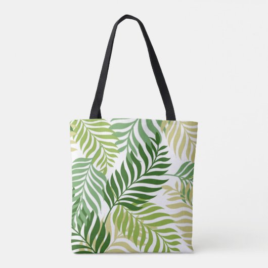 Botanisches Heckmuster auf weißem Blätter Tasche (Rückseite)