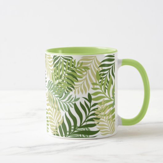 Botanisches Heckmuster auf weißem Blätter Tasse (Rechts)
